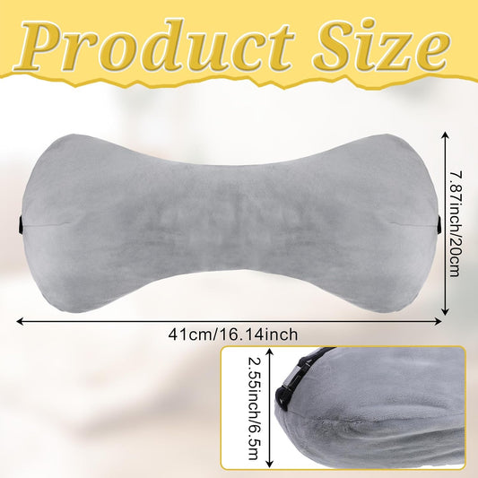 1Pc Neck Headrest Pillow for Recliner Armchairs, Bone Shaped Chair Head Cushion Plush Curve Cervical Roll Pillow with Adjustable Strap for Sleeping Neck Support Pain Relief Car Airplane Travel