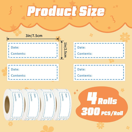 1200PCS Removable Food Labels Sticker,1x3Inch Freezer Labels for Containers | Waterproof & Oil-Resistant Food Storage Labels,Colored Freezer Labels,Date Stickers,for Refrigerator,Kitchen,Restaurants