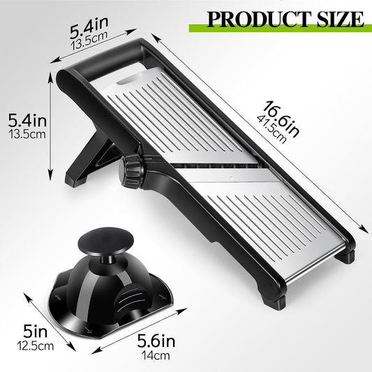 MASTERTOP Mandoline Slicer, 5 in 1 Mandoline Food Slicer, Dishwasher Safe | Stainless Steel Mandoline Slicer, Adjustable Vegetable Slicer for Fruit, Cheese, Send Cut Proof Gloves & Cleaning Brush