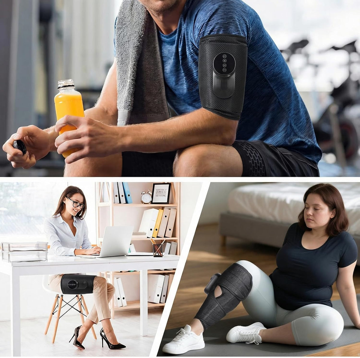 Cordless Leg Massager for Relaxation, Portable Calf Massager with 3 Massage Modes & Heat, Adjustable Straps, Washable Oxford Fabric, Gift for Men Women at Home, Office, Gym (1 Piece)