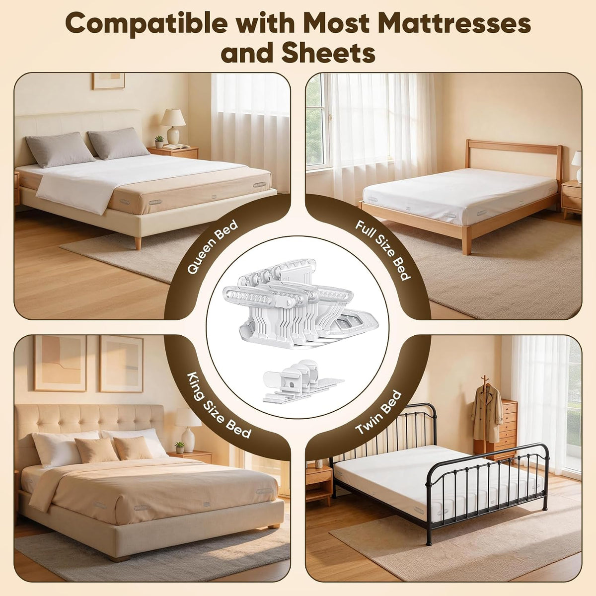 Sheet Holders, 8Pcs Secure Bed Sheet Holders for Corners & Sides with Heavy Duty Bed Lock, Keep Sheets Firm & Tight, No More Loose Bedding, Universal Fit, Easy Installation