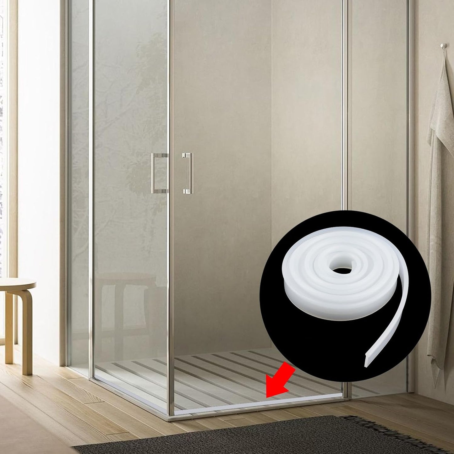 Oedema 118 Inch Shower Door Bottom Seal Strip, Black | Silicone, Waterproof, Shower Sweep Weather Stripping, for House and Glass Doors