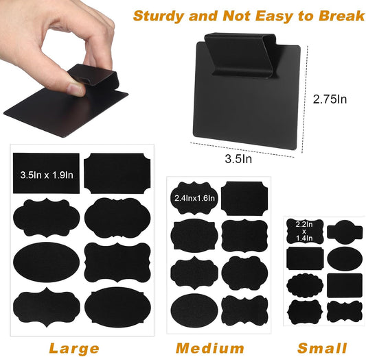 Fullhawl 38 Pieces Basket Labels Clip on Set for Storage Bins Include 24 Erasable Plastic Kitchen Pantry Labels, 12 Removable PVC Tag Stickers, 2 White Chalk Markers for Organization Container Baskets