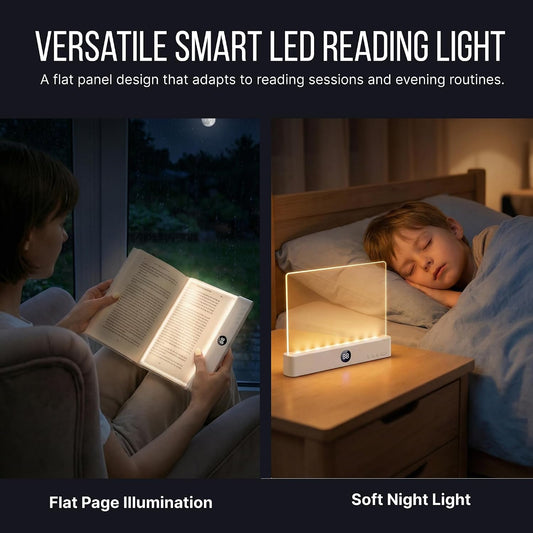 Book Reading Light Flat Screen Smart LED, Clear Study Lamp (White)
