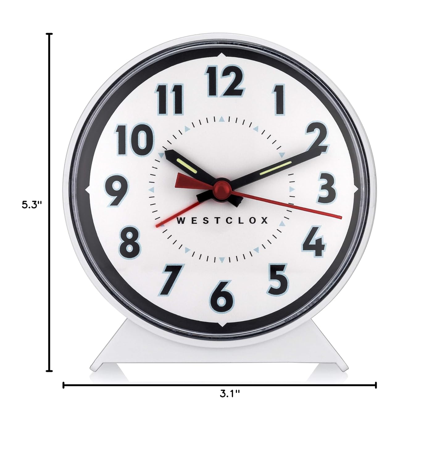 Westclox Keywound Analog Alarm Clock, Loud Bell Alarm, Manual Wind Up, No Batteries or Electricity Required (White, 4.5" x 4.25")