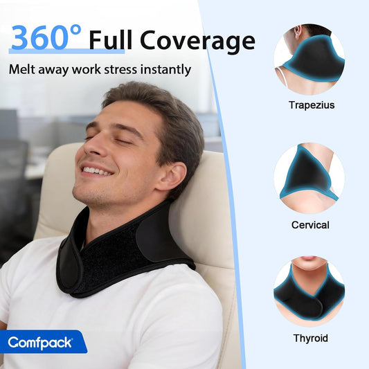 Neck Ice Pack Wrap, Soft Gel Ice Packs for Neck Shoulder Reusable | Hot & Cold Compress Cold Pack for Surgery, Injuries, Swelling, Stiffness, Muscle Tension, Office Pressure