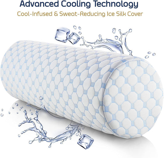 Nestl Neck Roll Pillow for Pain Relief - Premium Memory Foam – Bolster Pillow for Sleeping with a Breathable Cooling Cover - Comfy Cylinder Neck Roll Pillow