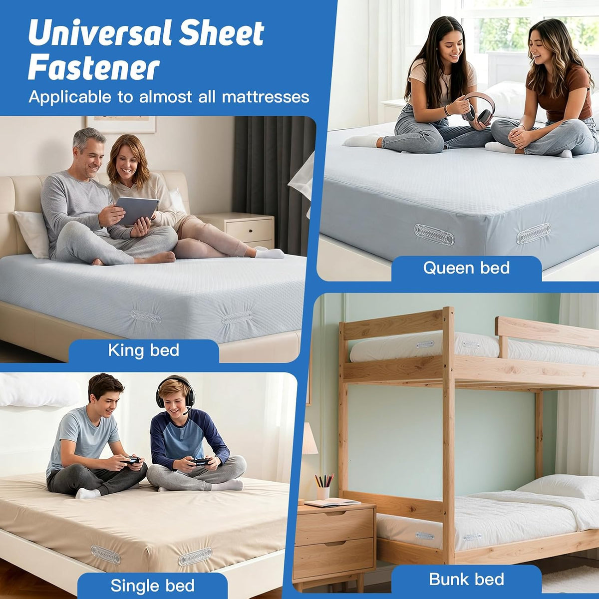 FACIACC 4Pcs Bed Sheet Holder for Corners, Upgrade Fitted Sheet Holder