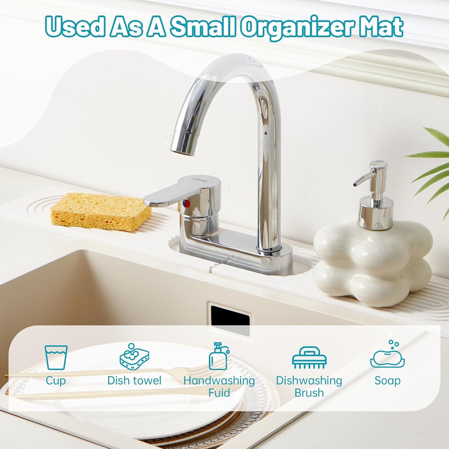 Stone Faucet Mat for Kitchen Sink Oval Hole Bathroom sink splash guard | Water-Absorbing Diatomite Stone Drying Mat & Sink Protectors Absorbent Stone Tray for Bathroom Counter, Oval Hole 6.5" x 2.5"