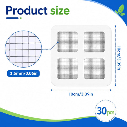 30PCS Window Screen Patches Repair Kit, Mesh Patches (4 Inch) | Tent Repair Patches, Self-Adhesive Mesh Patch Repair Kit, Outdoor Tent Patch Kits, Portable Screen Tape for Window, Camping