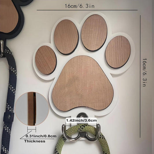 Goodangie00 Wooden Dog Leash Holder Wall Decoration, 3D Dog Paw Harness Wall Mount Hanger Organizer Hooks for Rustic Home Decor, Leashes, Keys, Collars, Hallway, Pet Lover Gift(White)