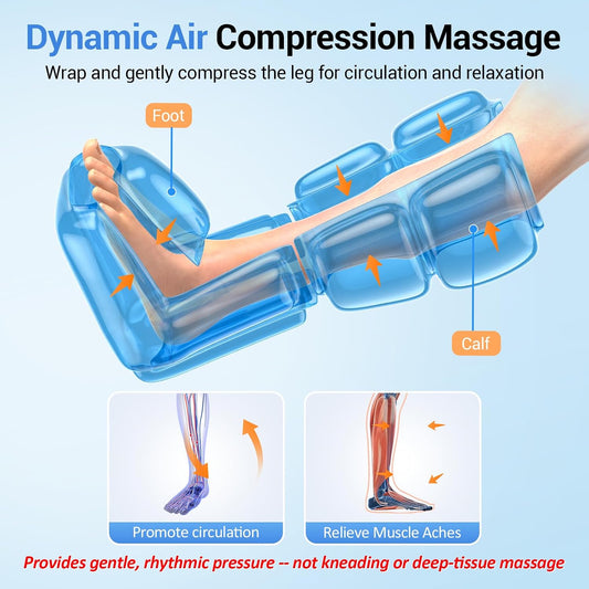 Comfytemp Cordless Air Compression Leg Massager for Circulation, 1 Pack | FSA Eligible HSA, Portable Foot and Calf Compression Boot for RLS, Varicose Vein, Ideal for Men Women (Fits Calf 13"~19")