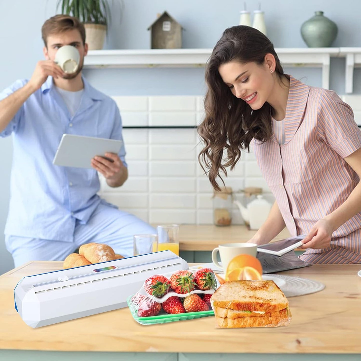 Plastic Wrap Dispenser With Cutter, Reusable Cling Film Dispenser, Cling Wrap Dispenser With Slide Cutter, Also For Aluminum Foil, Tin Foil, Baking Paper (L)