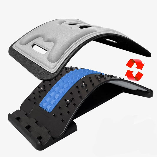 Back Stretcher with Lumbar Support for Back Pain Relief - Dual-Sided 3-Level Adjustable Spinal Decompression lumbar board (Blue)