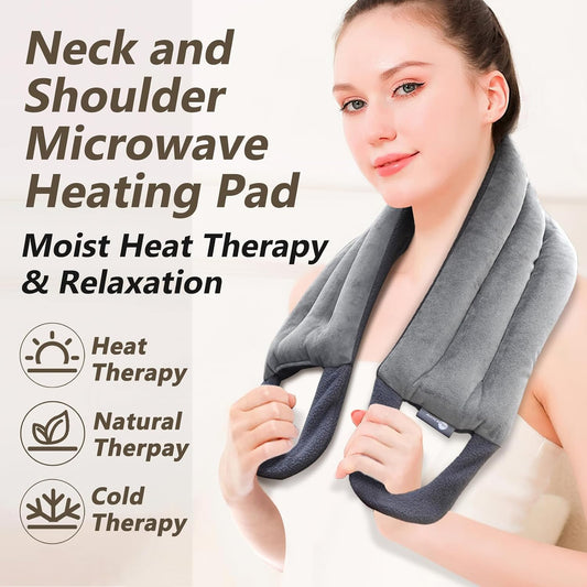 Microwave Heating pad for Neck and Shoulders Back 33 * 5" microwavable Moist Heat Pack Warm hot Compress Neck wrap Weighted Rice Bean Bag Reusable Herbal Nature Calming Portable