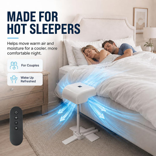 Bed Fan Under Sheets, Under Sheet Cooling System with Adjustable Airflow, Quiet Cooling Bed Fan for Hot Sleepers, Easy Setup for Bedroom Sleep Comfort (1pc)