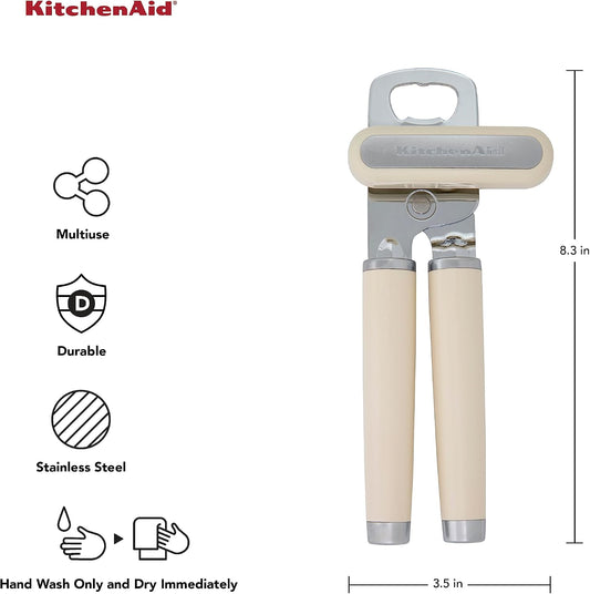 KitchenAid Classic Multifunction Can Opener and Bottle Opener Easy to Use, Razor Sharp Stainless Steel Cutting Wheel, Soft Ergonomic Handles, Empire Red