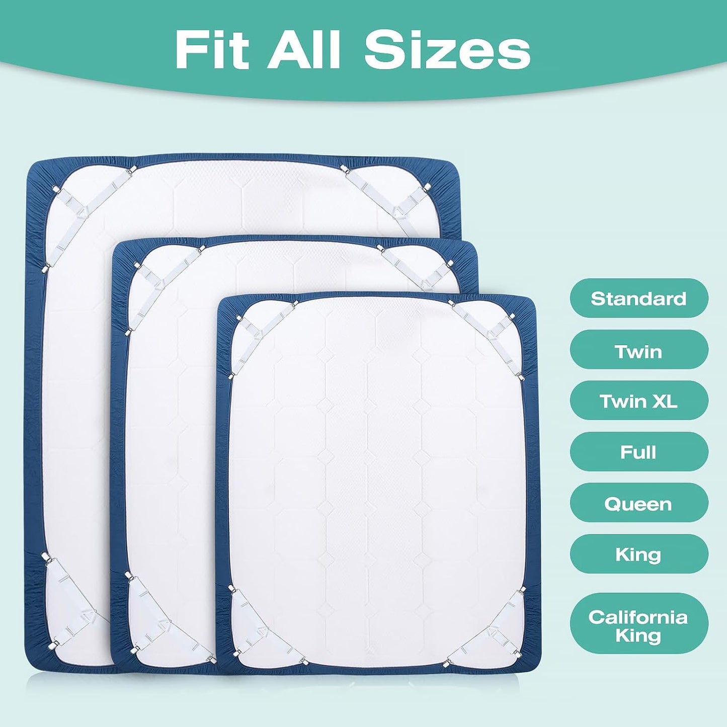 Bed Sheet Straps, Easy to Install Sheet Straps, Fitted Sheet Clips, Adjustable Sheet Fasteners, Say Goodbye to The Messy Sheets (Gray-4 Pcs)