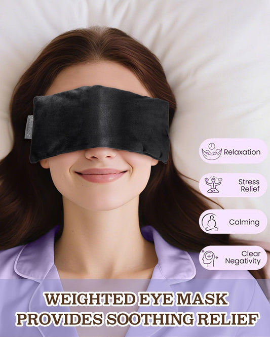 Lavender Eye Pillow for Relaxation, Yoga, Sleep – Weighted Eye Mask for Headache, Sinus, Aromatherapy Moist Heat Compress, Meditation Accessory, Relaxation Gift for Women (Black(only One))