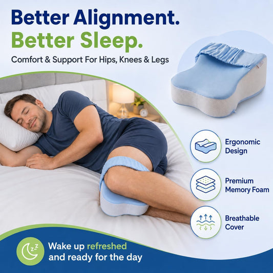 Premium Knee Pillow for Side Sleepers Hip Pain Relief Leg Pillow for Side Sleeping Adjustable Strap Sciatica Back Support Spine Alignment