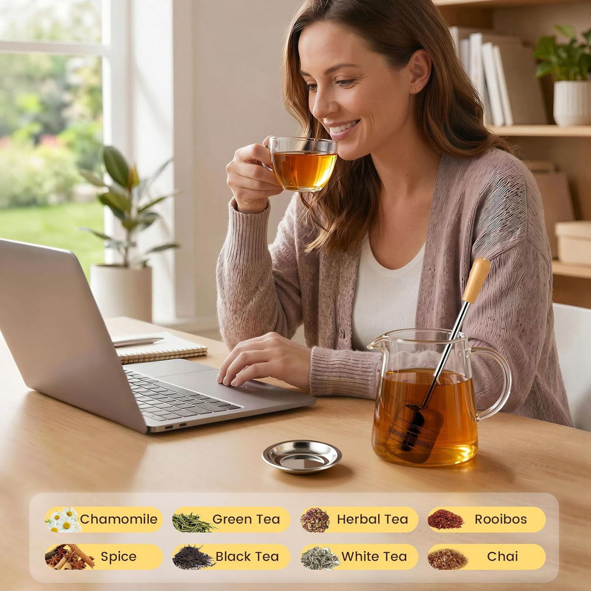 ZPUFAW 2Packs of Tea Infuser for Loose Leaf Tea, Long Handle 18/8 Stainless Steel Tea Scoop Infuser Fine Mesh Tea Strainers Tea Steeper