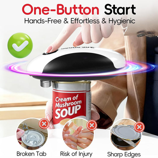 YARRAMATE Rechargeable Electric Can Opener, USB-C Smooth Edge Cutter | USB-C Automatic Can Opener, Fits for Most Cans, Friendly for Seniors, Includes Storage Bag