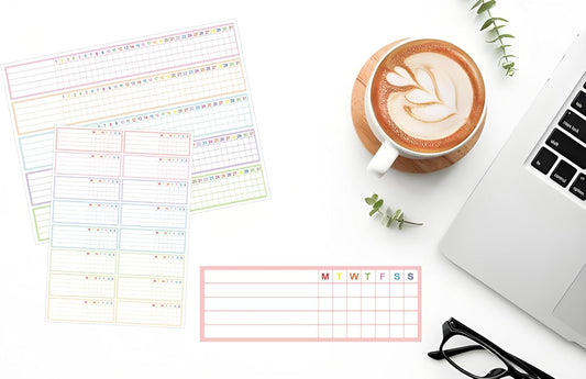 Writable Weekly & Monthly Habit Tracker Stickers,Goals Habits Track Labels for Planners,Scrapbooks,Journa