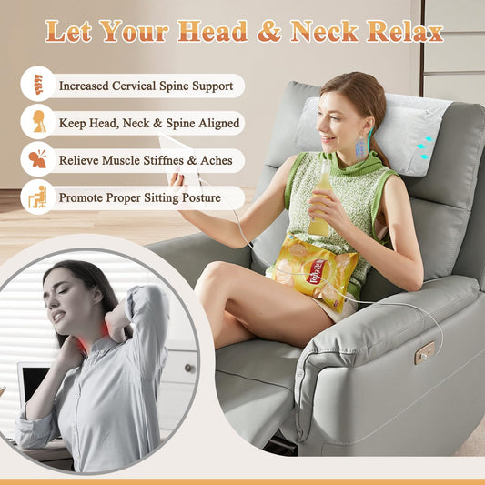 KAAMOS Recliner Head Pillow, Adjustable Recliner Headrest Neck Support Pillow, Couch Head and Neck Pillows for Chair, Sofa Headrests Cushion with Pocket for Neck Pain Relief and Cervical Support