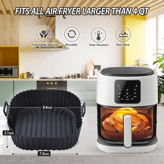Silicone Air Fryer Liners Reusable 3 PCS, Airfryer Liners, Silicone Air Fryer Basket Liners Square, Food Grade AirFryer Accessories 4-7 QT, Ktchen Gadgets for Pot Oven Liner Baking Tray Pan