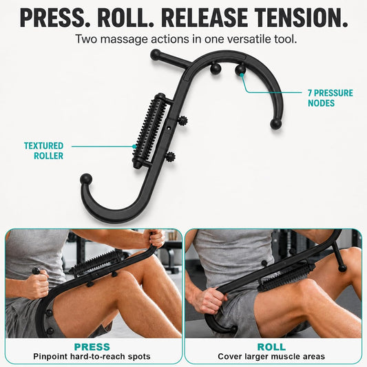 Trigger Point Massage Tool, Back Massager Stick with Massage Roller
