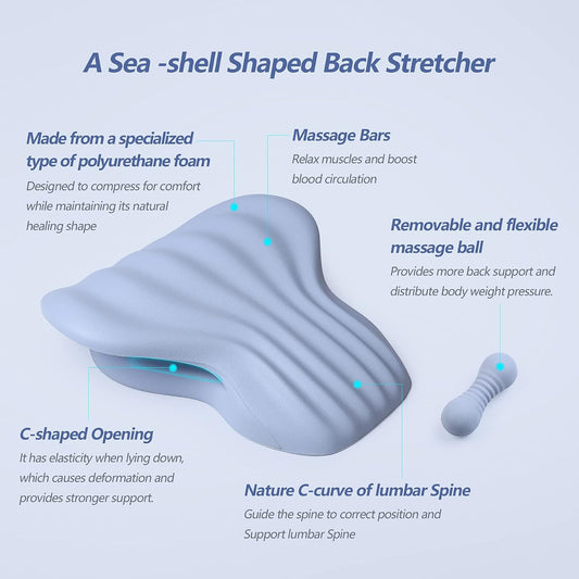 RESTCLOUD Back Stretcher for Back Pain Relief, Lower Back Stretcher Back Stretching Cushion, Lumbar Stretcher Device Helps with Spinal Stenosis Herniated Disc Sciatica Nerve