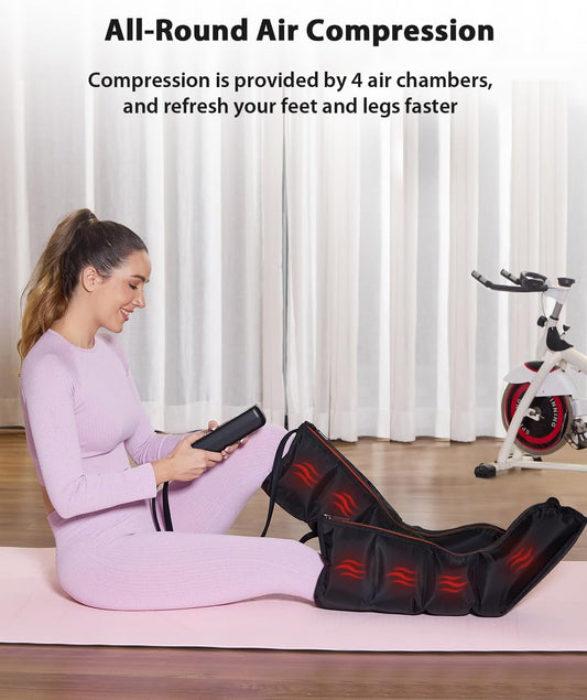 CINCOM Leg Massager with Heat and Compression, FSA - HSA | Foot and Leg Massager for Circulation and Pain Relief 3 Modes, 3 Intensities, and 3 Heat Levels Gifts for Women Men