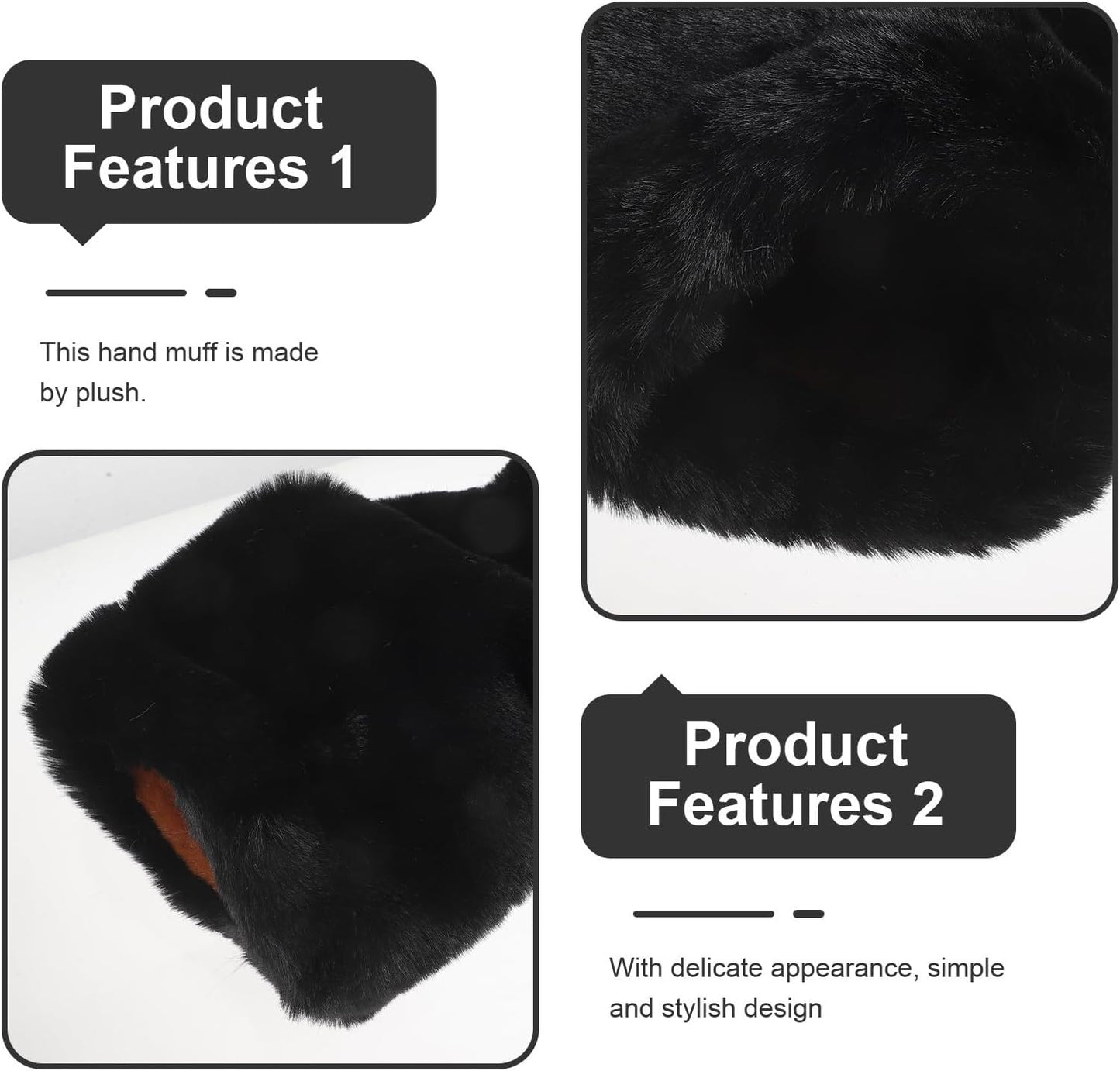 ULTECHNOVO Plush Hand Muff Warmer Portable Hand Pouch Muff Clothing Accessory Delicate Appearance for Traveling and Shopping in Cold Weather