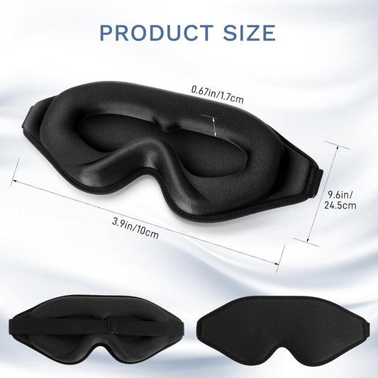99% Fully Block Out Light Eye Sleep Mask, 3D Deep Contoured Eyes Cover Zero Pressure, Long Lash Extension Eyes Mask with Adjustable Straps for Sleeping Travel Home Nap Rest Women Men (Dark Blue)