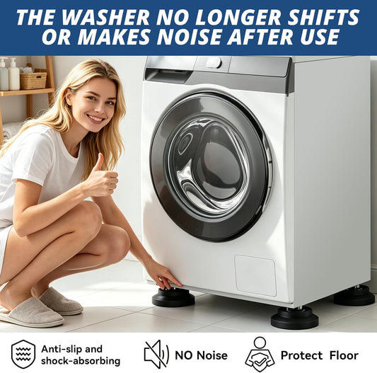 Anti Vibration Pads for Washing Machine with Powerful Sucker, Anti Vibration Pads Vibration Absorber,Washer and Dryer Stand,Stops Washer Dryer Prevents Noise, Washing Machine Stand |Grey, 4pcs|