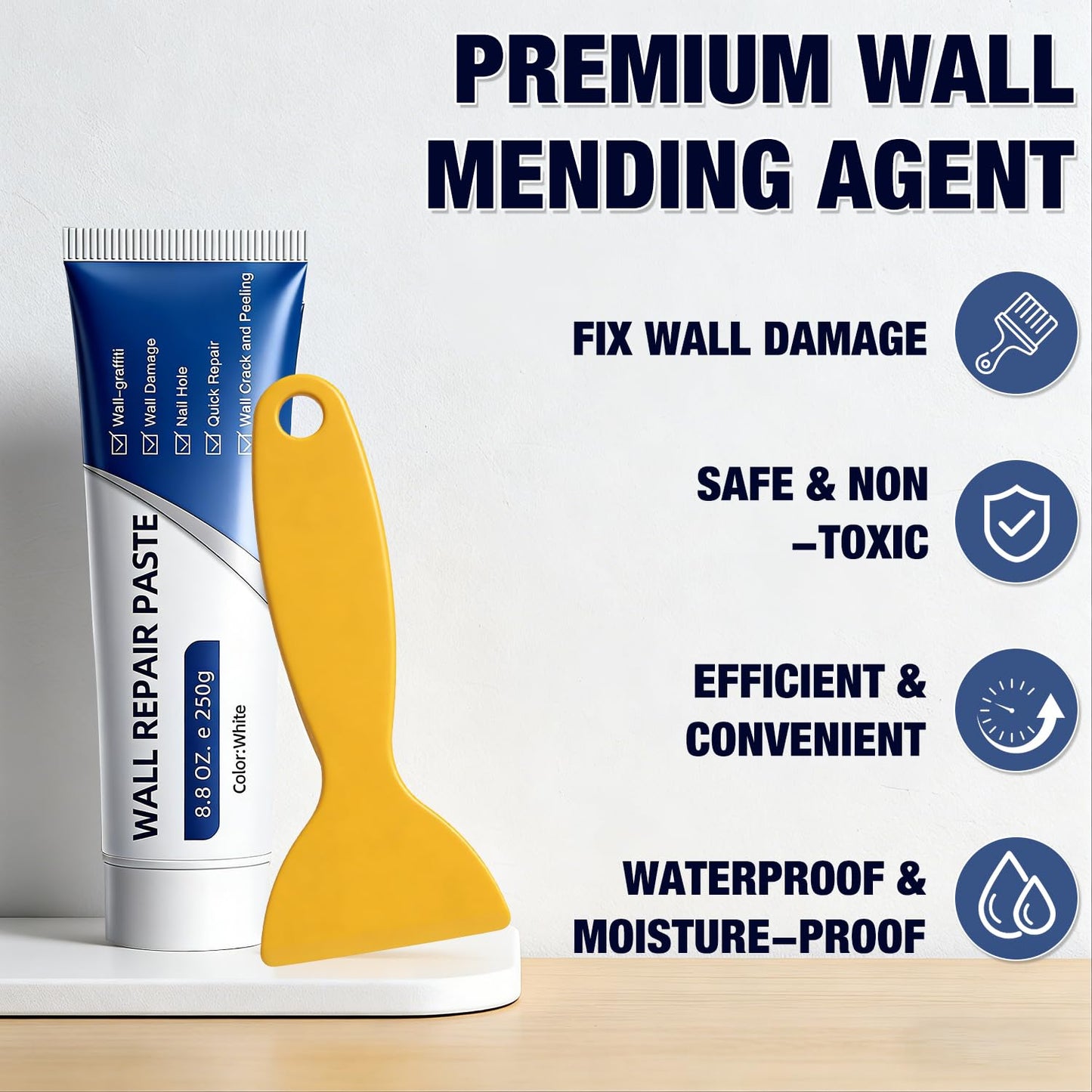 2 Pack Efficient Drywall Repair Kit with Scraper, Quick Drying Wall Repair Paste for Wall Holes, Cracks, Scratches and Graffiti for Holes Cracks Scratches Home DIY Use