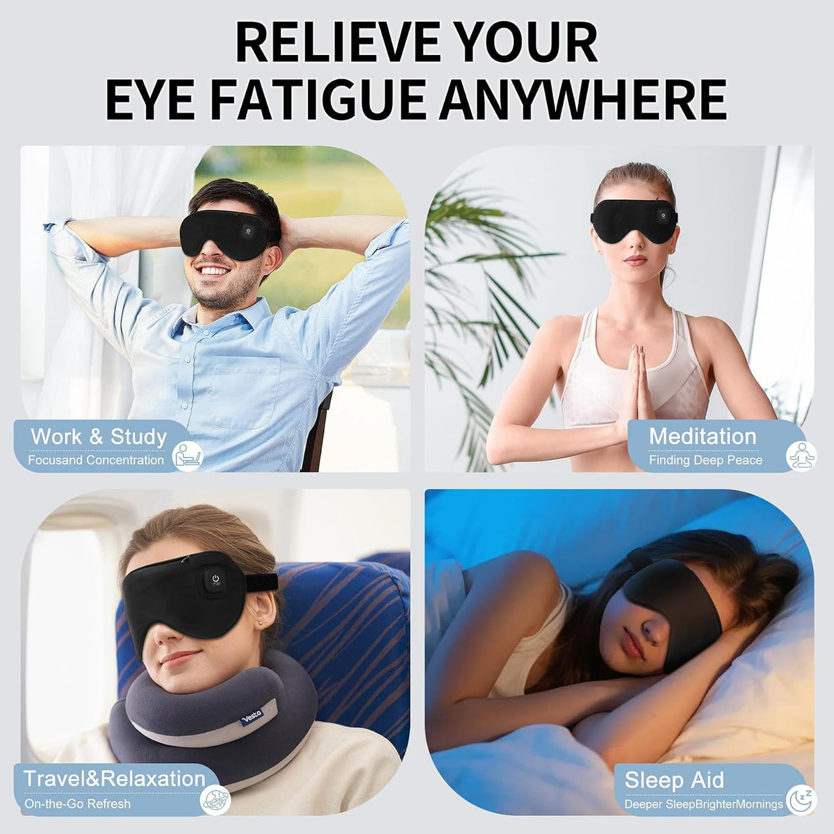 Cordless Heated Eye Mask Warm Compress Eye Patch for Dry Eyes Cold and Hot