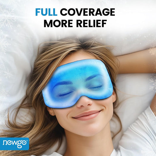 NEWGO 3D Cooling Eye Mask, Weighted Eye Mask for Sleeping, Black | Hot Cold Therapy Blackout Mask for Puffiness, Dark Circles, Headache, Stress Relief, Travel, and Gift