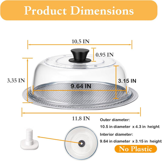 High Borosilicate Glass Microwave Splatter Cover for Food with Silicone Mat, Plate Guard Lid with Vent Hole