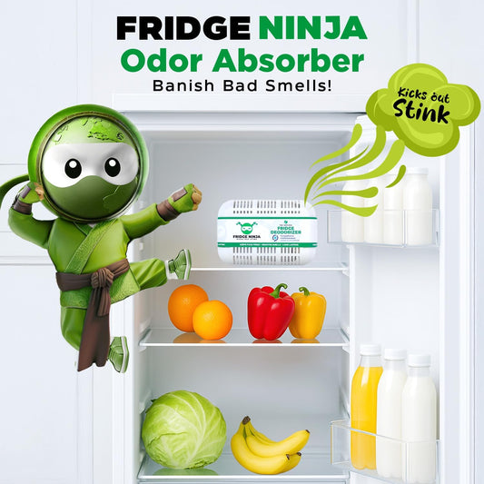 Fridge Ninja XL Pack Refrigerator Deodorizer, Fridge Odor Eliminator | Better than Baking Soda, Refrigerator & Fridge Smell Eliminator, Freezer Deodorizer Odor Eliminator for Refrigerators