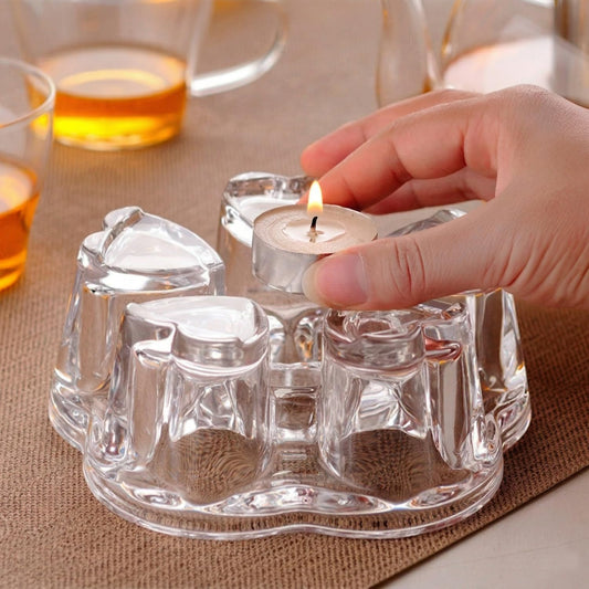 Crystal Teapot Heating Base Glass Teapot Warmer In Heart Shape Heat Resistant for Heating Tea or Beverages