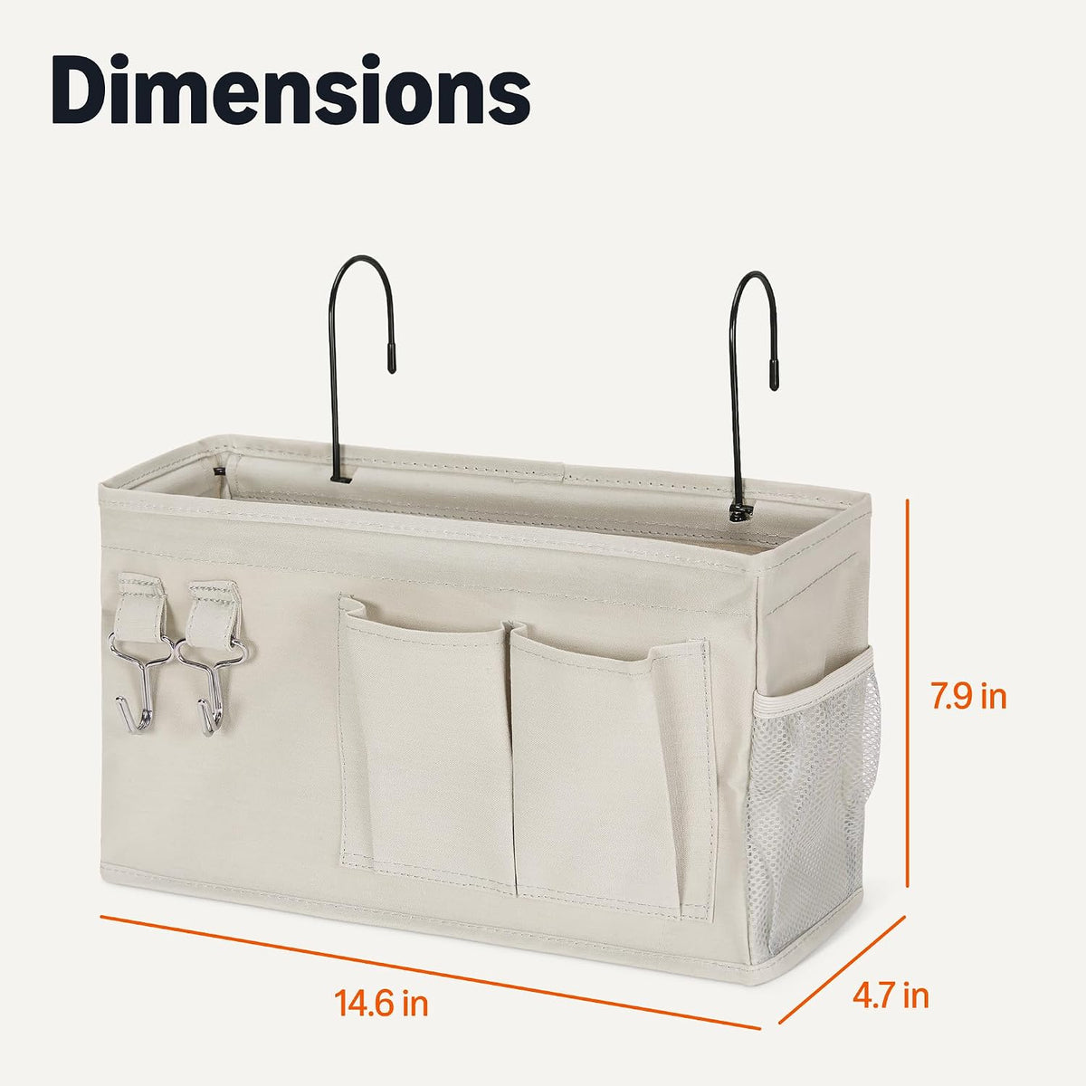 Amazon Basics Bedside Caddy Hanging Storage Organizer for Phone and Bedside Essentials, 4.72 x 14.57 x 7.87 in, Dark Grey Linen