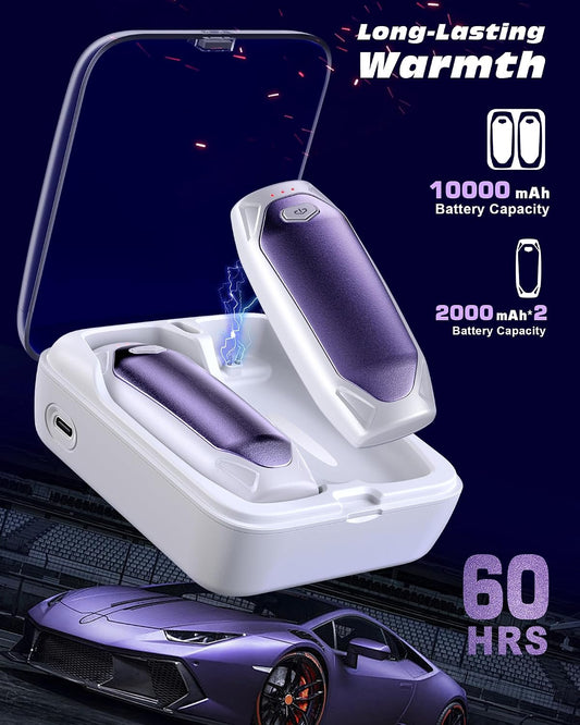 Kesguar Hand Warmers Rechargeable - 2 Pack 14000mAh AI Electric Hand Warmers with Charging Case, Magnetic 2 in 1 Pocket Handwarmers, Portable Heater Gifts for Women/Men/Golf/Camping/Hunting