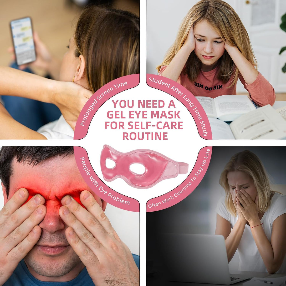 2 Pack Cooling Eye Mask for Puffy Eyes,Reusable Gel Cold Compress Pack for Puffy Eyes & Dark Circles, After Eyes Surgery, Migraine Relief, Headaches