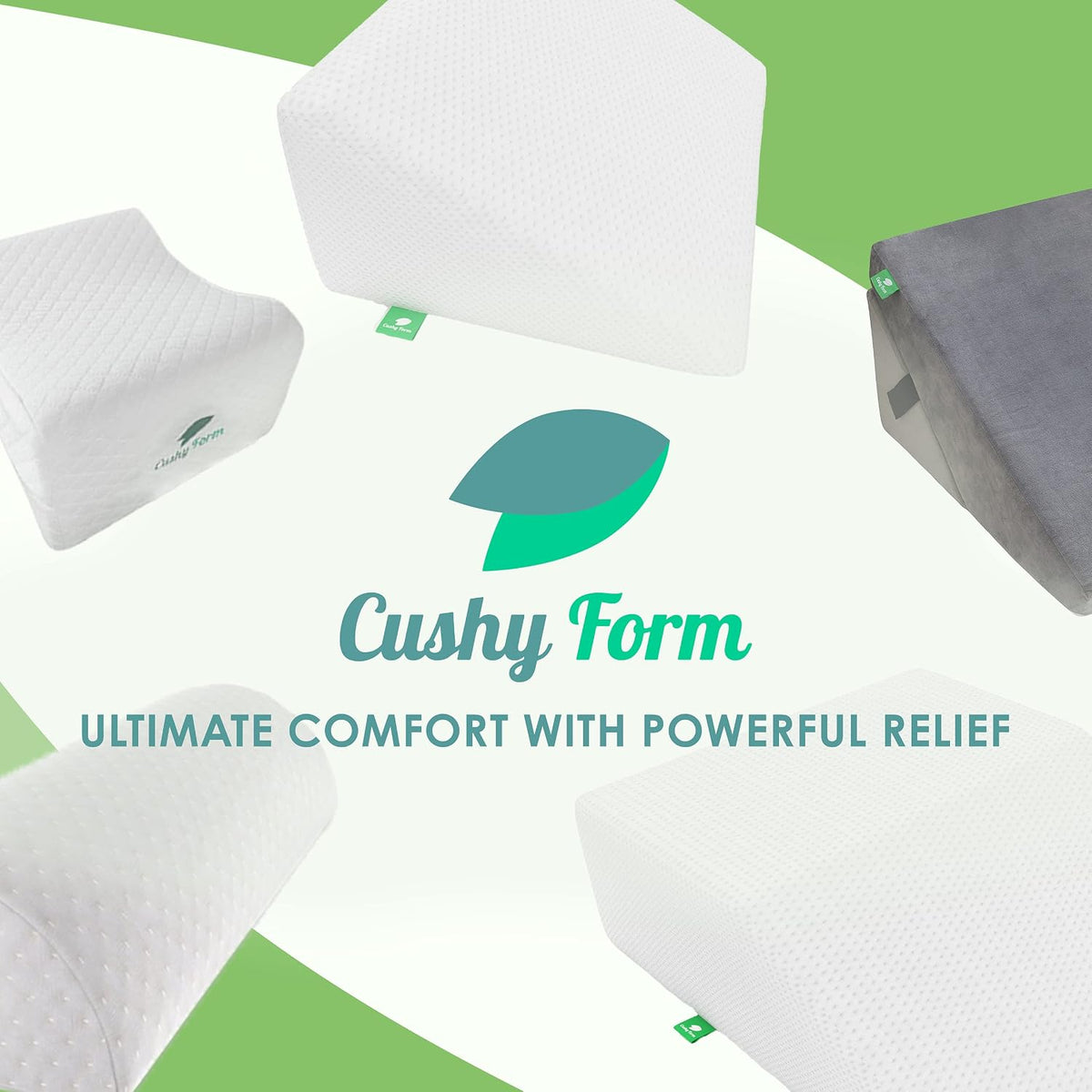 Cushy Form Bolster Pillow for Lumbar and Leg Support - 22.1 x 8.7 x 5.1 Inches Half Moon Memory Foam Cushion for Stomach, Back & Side Sleepers - Roll Pillows for Back and Neck w/Washable Cover