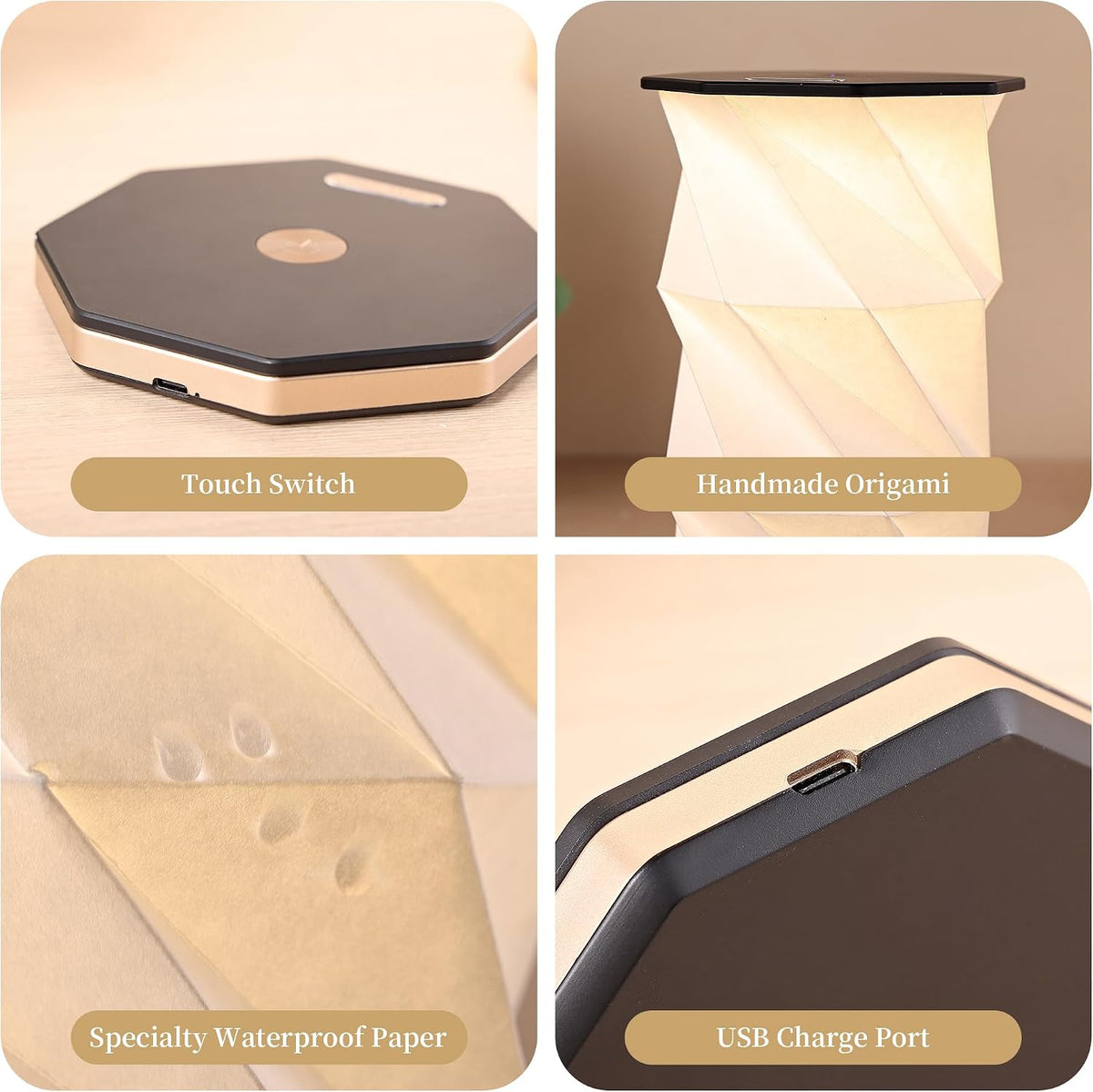 Travel Gifts Portable lamp with Touch Dimmer, Travel Lamp Warm Light, Foldable Paper Lamp, Rechargeable Small Battery Table Lamp for Bedroom Living Room, Traveling gifts for Women, Men & Couples