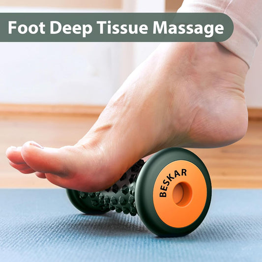 BESKAR Foot Massage Roller for Plantar Fasciitis Relief | Pressure Point and Deep Tissue Massages, Relieving Feet Arch Heel Pain, Myofascial Pain Syndrome, Portable Reflexology Tool