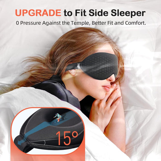 Sleep Mask for Side Sleeper, 3D Zero-Pressure, 100% Blackout, Nap | Ice Silk Lining, Ultra Soft Eye Mask For Sleeping, Breathable Blindfold, Sleep Mask For Men Gifts/Travel Essentials, Black