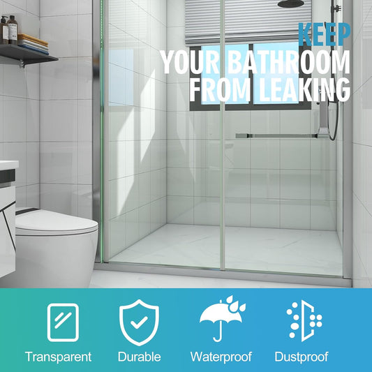 Frameless Shower Door Bottom Seal Shower Sweep with Drip Rail for 1/4" Glass,36" Long, Vinyl, Clear | Vinyl, Clear,Shower Door Bottom Sweep
