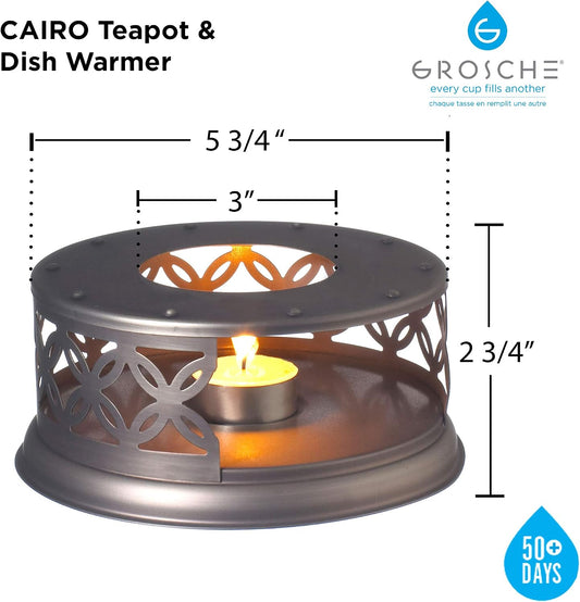 GROSCHE Cairo Teapot Warmer with Tea Light Candle, Universal Stand, Bronze | Keeps Tea Warm Longer, Fits Small to Large Teapots, Includes a Tea Light Candle, Provides Gentle Heat, and Easy Daily Use